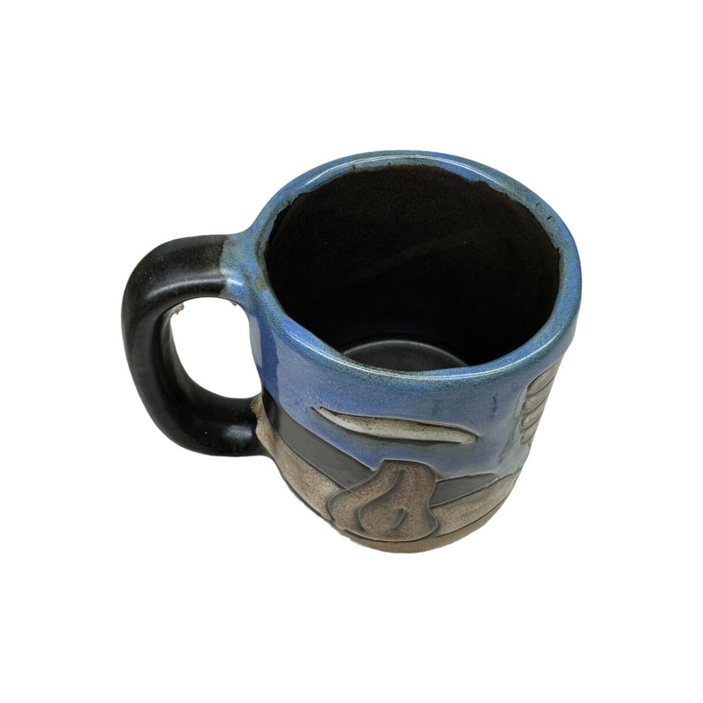 Mara Mexico Studio Art Pottery Stoneware Large Mug Eagle Mountains Trees Signed - Picture 3 of 10